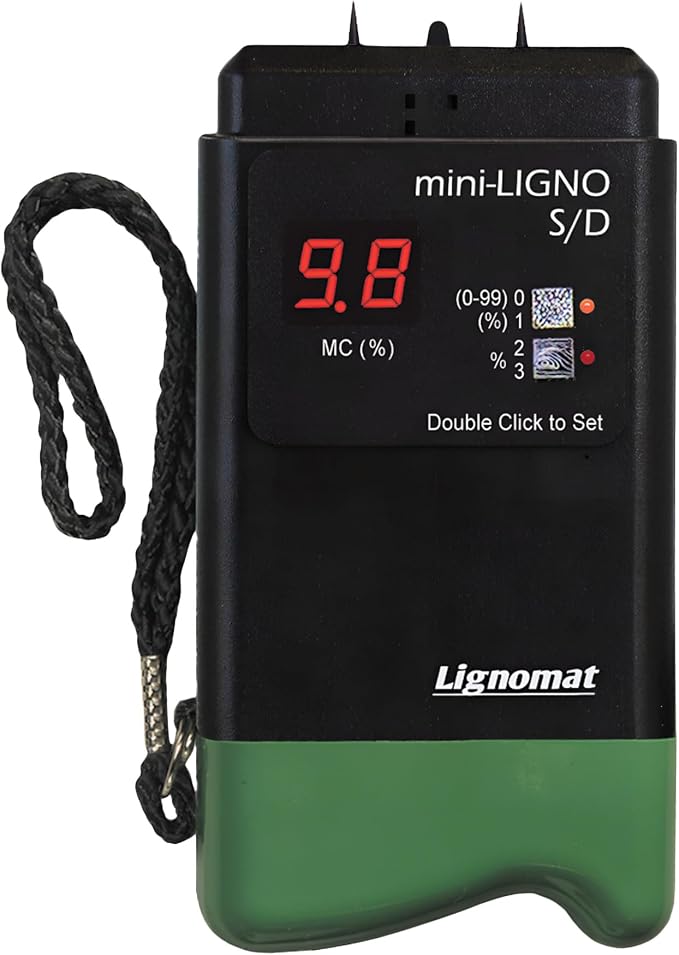 Lignomat Mini-Ligno S/D - Pin Moisture Meter & Tester for Construction, Maintenance, Flooring, Water Damage - Humidity Detection & Moisture Meter for Wood, Wall, Drywall & Firewood