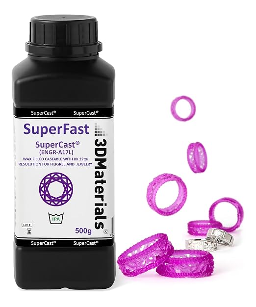 SuperCast 8K 3D Printer Resin Wax Filled for Ultrafine Filigree, Jewelry, and Metal Casting, Made in Korea by 3DMaterials (500g)