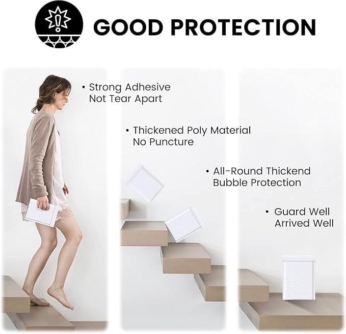 Fuxury Bubble Mailers 4x8" White Padded Envelopes 1000Pack Strong Adhesion Thick Padded Mailers for Small Business Mailing Small Items,Jewelry,Makeup