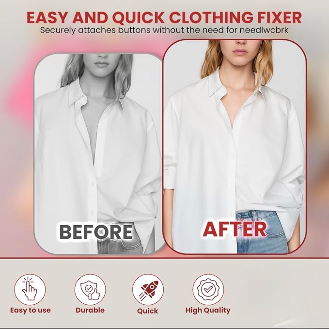Premium Stitch Gun for Clothes – No-Sew Handheld Sewing Tagging Gun for Quick Clothing Repair & Hemming – Includes 6 Needles 1500 Black Fasteners & 1500 White Fasteners