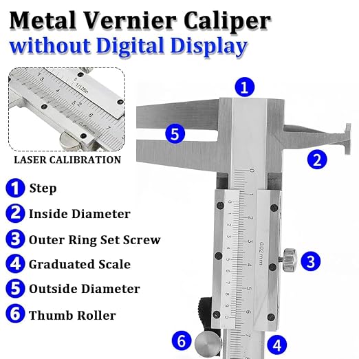 Inside Groove Vernier Caliper 9-200mm, Inner Vernier Calipers Carbon Steel, Professional Carbon Steel Double Claw Inner Groove Vernier Calipers(9-300mm)