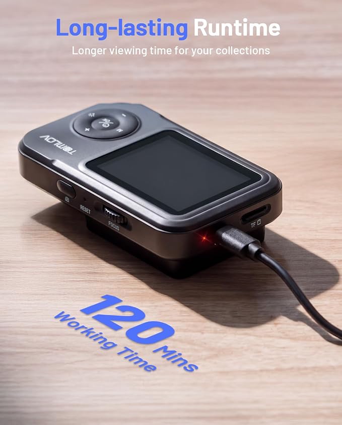 TOMLOV P50 Digital Microscope Handheld: Adjustable Focus Coin Microscope with 2.4" IPS Screen, Trichome Portable Magnifying Glass with Light, Jewelry Loupe for Adults, Windows/Mac Compatible