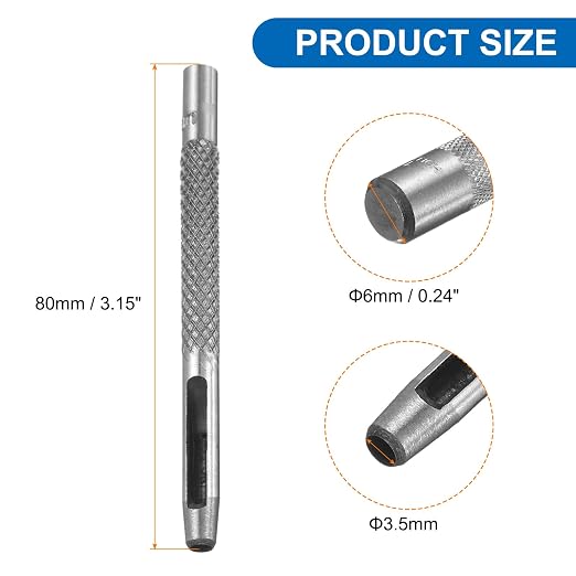 HARFINGTON Leather Round Hole Punch, 3.5mm Hollow Hole Puncher Cutter Carbon Steel Circle Hole Punching Cutting Tool for Belt/DIY Leather Craft