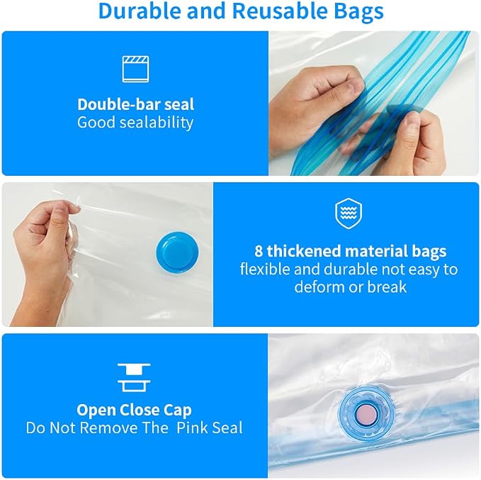 Creality 3D Printer Filament Storage Bags 40 x 40 CM, Large Transparent Sealed Bags with Electric Pump Dust Proof Humidity Resistant Keeping Filament Dry, Reusable Vacuum Storage Bags 8 PCS