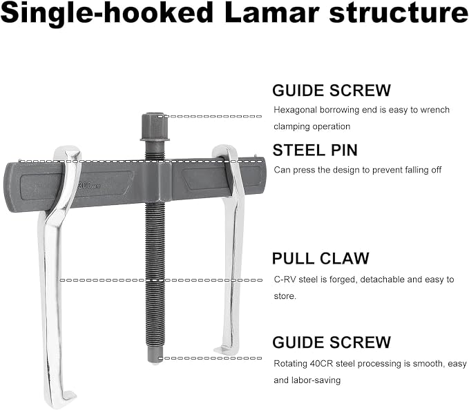 ChgImposs 12 Inch 2-Jaw Gear Puller, Adjustable Bearing Puller Gears, Reversible Removal Tool for External Internal Pulling, CR-V Two Claws Puller Tool for Removal of Pulleys Flywheels Bearings Gears