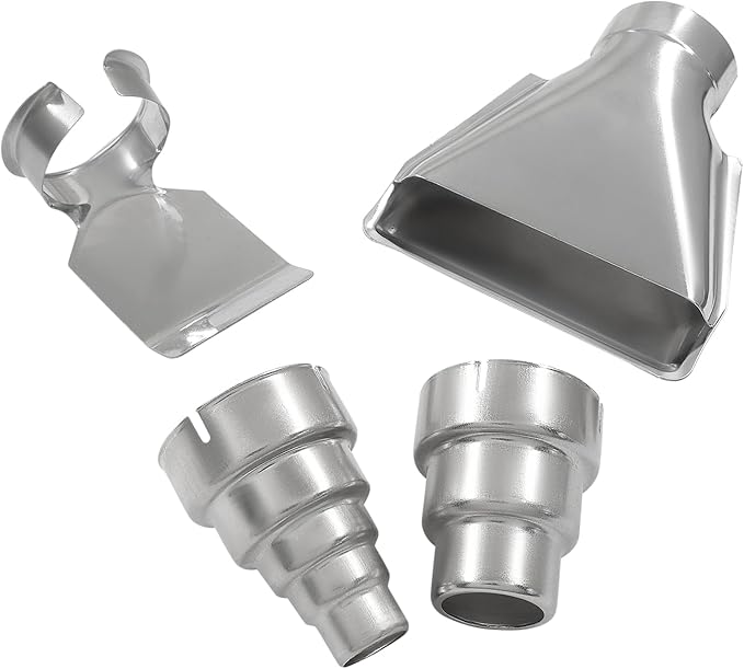 Hitefu 4 Pcs Stainless Steel Heat Gun Nozzles Kit, 35mm/M18 Reflector Heat Resisting Attachments for Hot Air Guns & Soldering Stations