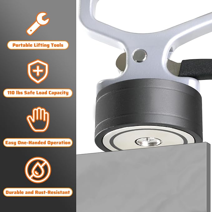 Magnetic Pickup Tool, Stainless Steel Lifting Magnet Sweeper, for Welding, Metal Separation, Laser Cutting, Micro-Adjustable