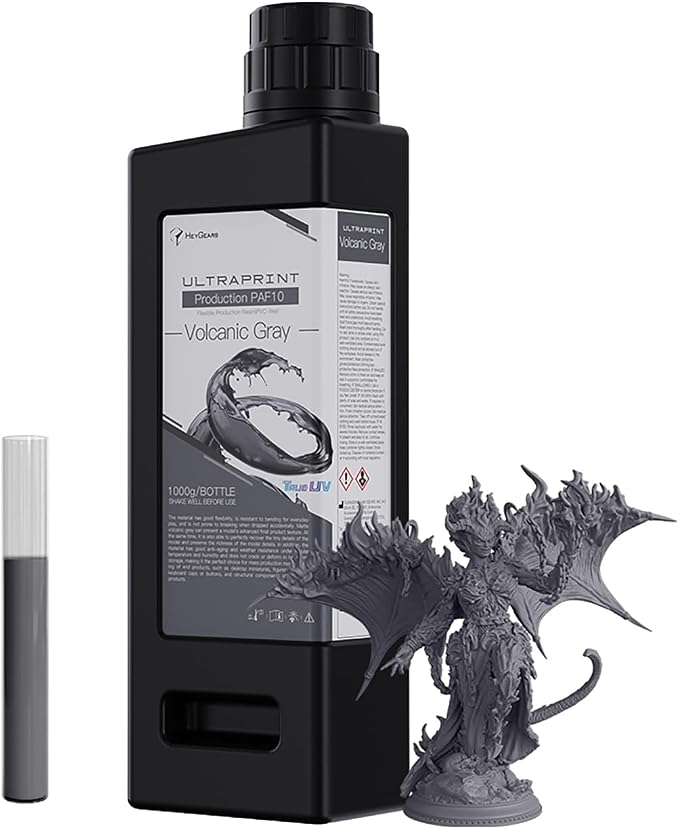 PAF10 3D Printer Resin, UltraPrint Production Flexible, Durable and PVC-Like Resin with Excellent Breakage Resistance and Strong Anti-Aging Properties(Volcanic Grey)