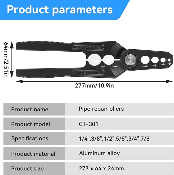 Copper Tube Rounder, Manual Pliers Tool Flat Tube Repairer Pliers Copper Pipe Rounder with 6 Hole Fits 1/4" 3/8" 1/2" 5/8" 3/4" 7/8" Pipes