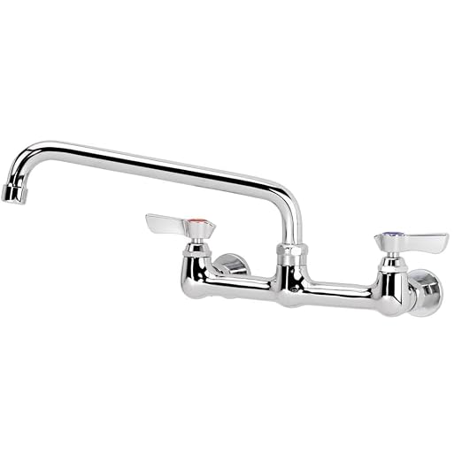 Krowne 12-810L Wall Mount Faucet, Silver Series, 8" Center Splash-Mounted, Heavy Duty Low Lead Faucet with 10" Swing Spout, 1.8 GPM, Chrome-Plated, NSF, 12-3/8"W x 10" D x 4-3/8"H