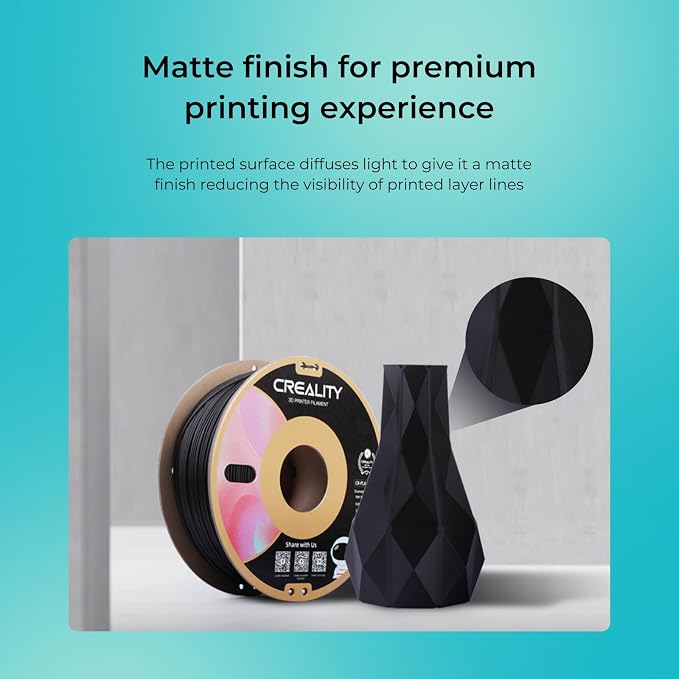 Creality PLA Matte 3D Printer Filament 1.75mm, Matte PLA 1kg Spool (2.2lbs), Dimensional Accuracy +/- 0.02 mm, Fits for Most FDM 3D Printers (Matte Grey)