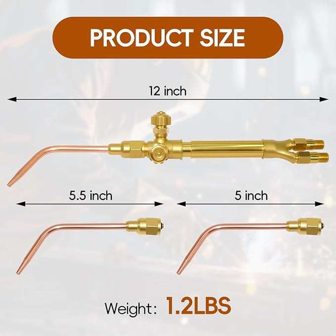 Light Duty Welding/Brazing Torch Kit, J-28 Torch Handle Compatible with Victor Series ''J'' Include 3 Welding Tips + Flint Striker