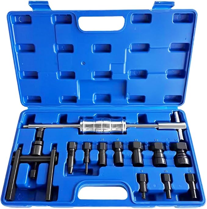 LainKeen 12pcs Motorcycle Blind Hole Collet Bearing Puller Set Internal Extractor Kit with Slide Hammer 2-Jawed Puller and Expandable Collets 8-32MM Pilot Inner Bearing Removal Tool