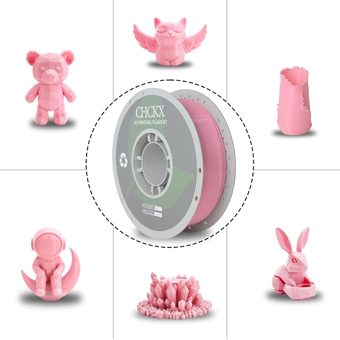 PETG 3D Printer Filament, Dimensional Accuracy +/- 0.03 mm, 1kg Spool(2.2lbs), 1.75 mm Fit for Most 3D Printers，Pink