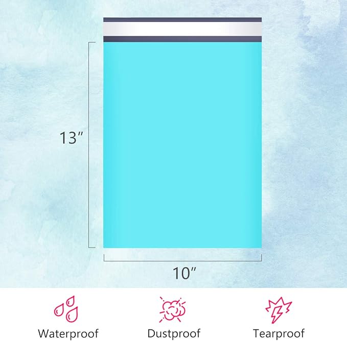 UCGOU Poly Mailers 10x13 Inch Teal 200 Pack Shipping Bags #4 Strong Mailing Envelopes Boutique Packaging Postal Self Seal Adhesive Waterproof and Tear Proof Small Business for Clothes Books