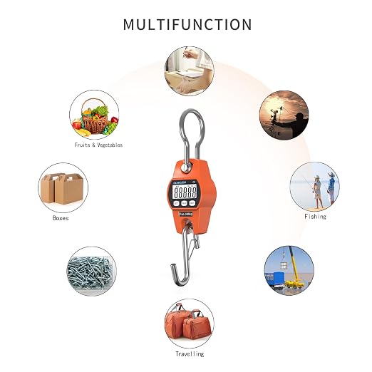 Hanging Scale Handheld 880lb/400kg Crane Scale Luggage Scale,with ABS Plastic case & Big LCD Display, Portable Digital Mini Crane Scale Fishing Scale,for Gym,Hunting,Travelling