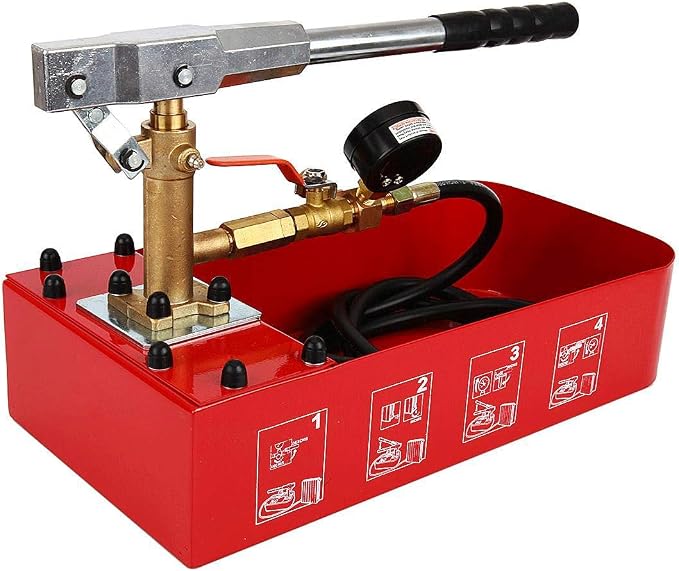 IRONWALLS Hydrostatic Pressure Tester, Manual Water Pressure Test Pump, 5Mpa Leakage Tester with Gauge & 2 Gallon Tank