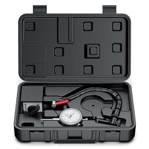 HDLNKAK Dial Indicator 0-10 mm with Magnetic Base - Precision Machinist's Tool Set for Alignment, Includes Flexible Arm Base & 0.01MM Accuracy Measuring Instrument.