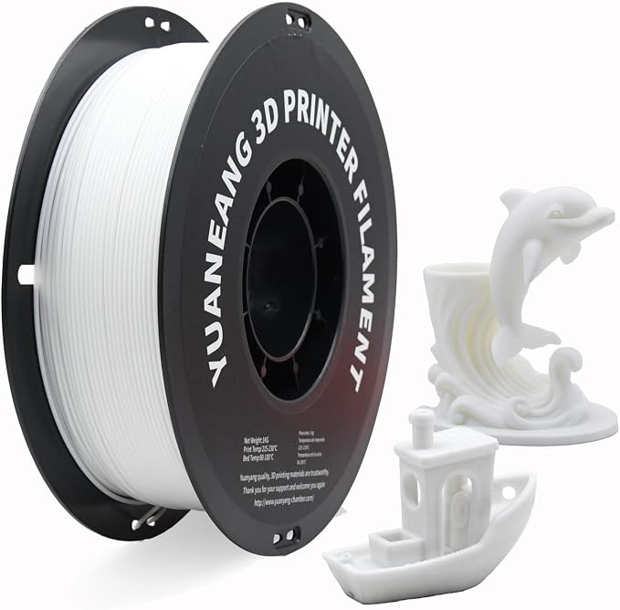 PETG 3D Printer Filament 1.75mm White, 1kg Spool, Strong & Durable PETG Material, Heat-Resistant, Low Warping, Smooth Glossy Finish, ±0.03mm Precision, Ideal for Functional Parts