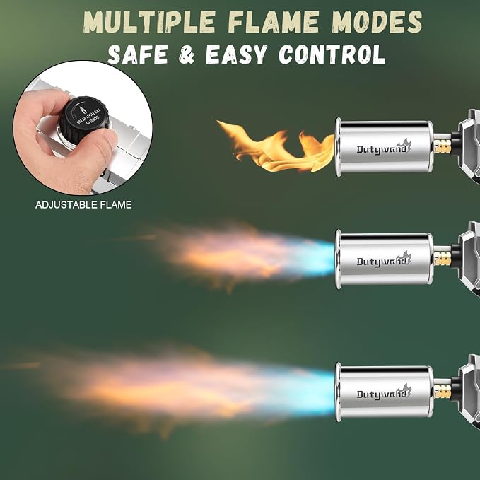 Powerful Propane Grill Torch Gun – Cooking Torch – Flame Thrower Blow Torch Gun – Adjustable Flamethrower for BBQ, Camping, Campfire, Weilding, Searing Steak, Weeding(Tank Not Included)