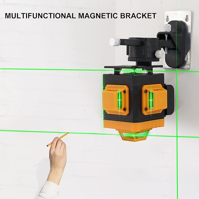 Laser Level Self-Leveling 4 x 360° - 4D Green Cross Bright Line Laser 100ft Range - Lazer Leveler Tool for Drop Ceiling, Picture Hanging, Tile Installation, Indoor DIY & Construction