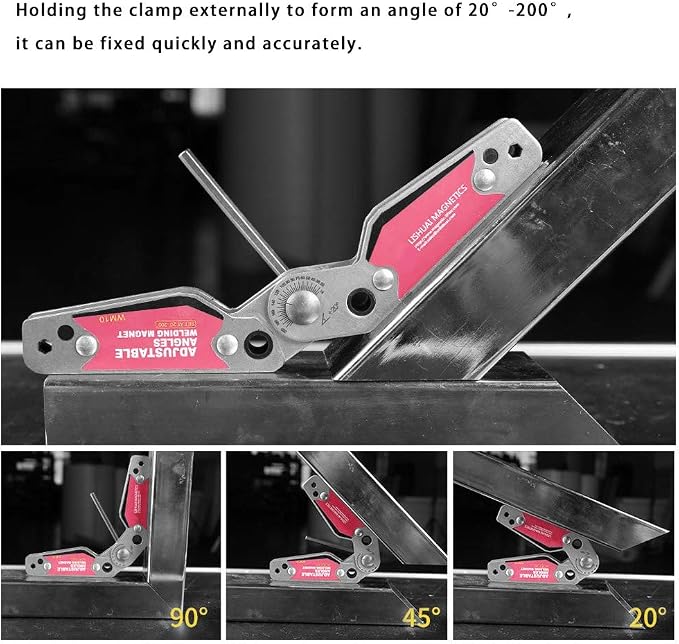 Adjustable Angle Welding Magnets with Wrench, 20-200 Degree Adjustable Angles Welding Magnetic Welding Clamp Holder, Welding Equipment