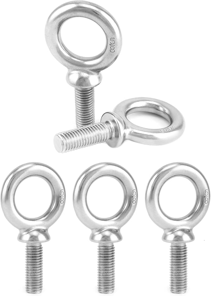 QWORK Eye Bolt, 5 Pack 5/8"-11 x 1-3/4" Marine Grade 304 Stainless Steel Lifting Ring Threaded Eyebolt Machinery Shoulder Eyebolts
