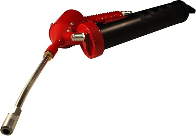 Milton Pneumatic Grease Gun S-3103, Continuous Flow of Grease up to 14 Ounces per Minute, Pistol Grip Handle, Includes 6” Bent Steel Extension and Coupler