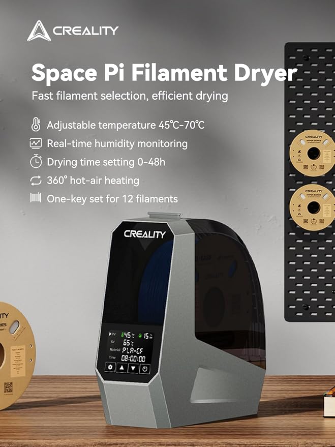 Creality Space Pi Filament Dryer, Filament Storage Box, Upgraded Double 360° Heating Drying with Fan&Touch Screen, 3D Printer Filament Spool Holder, Dehydrator 1.75/2.85/3mm PLA PETG ABS TPU Nylon