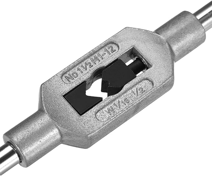 uxcell Adjustable Tap Wrench Handle, for Metric M1-M12 W1/16-1/2 Taps, Thread Tap Holder Reamer Hand Tapping Tool for Machinist Repair, Medium Carbon Steel Handle with Nickel Plated