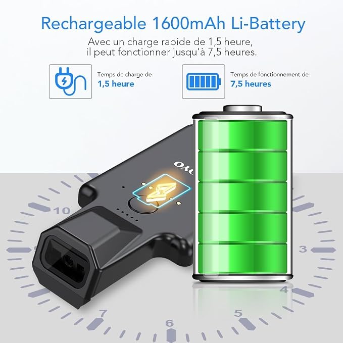Eyoyo Bluetooth Back Clip Phone Barcode Scanner, 1D 2D QR Wireless Bar Code Reader with 1600mAh Rechargeable Battery, Compatible with iPad, iPhone, and Android for Book Warehouse Inventory Management