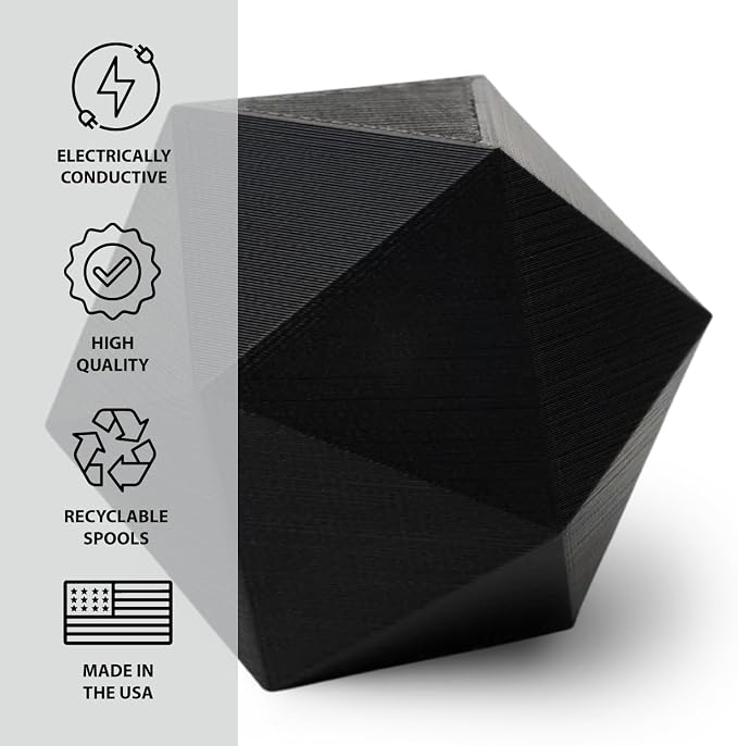 Protopasta Electrically Conductive Composite Black PLA 3D Printer Filament for Electrically Conductive 3D Prints | Easy Printing with Low Warp | 1.75mm Filament | 500g with Recyclable Cardboard Spool