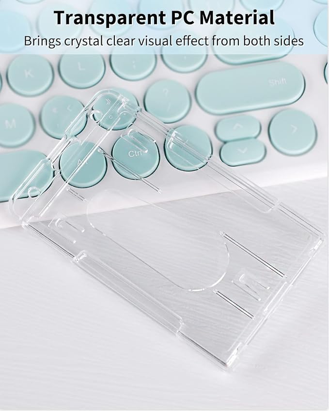 Pawfly 10 Pack Vertical 2-Card Badge Holders for Office IDs | Ten rigid transparent vertical holders fit 2 cards each; thumb slots make office IDs and access cards easy to remove