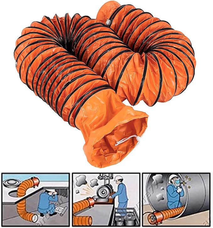 16FT Ducting Hose PVC Flexible Duct Hosing with Adjustable Rope for 14inch Utility Blower Ventilation Fan Exhaust Fan (14inx16ft)