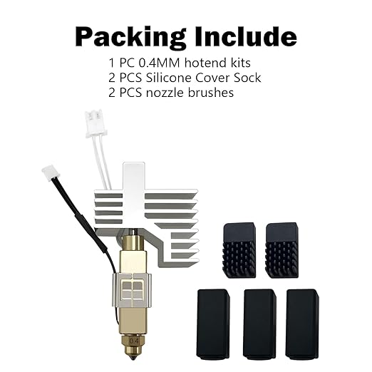 0.4MM Ceramic Hotend Kit Clog-Free Extruder for Elegoo Centauri Carbon/CC, Hardened Steel Brass Nozzles, 320°C Heat-Resistant All-Metal Hot End, Rapid Printing with 2PC Silicone Cover&2PC Nozzle Brush