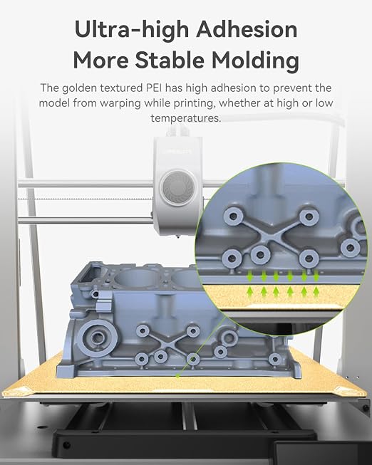 Creality Official Ender 3 V3 Plus Build Plate Gold Textured Surface 315x310mm PEI Sheet Flexible Removable Spring Bed Plate for K1 Max, Ender 3 V3 Plus(Without Magnetic Base)