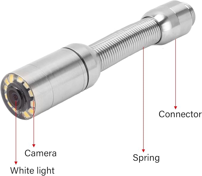 23mm Sewer Inspection Camera Head, Stainless Steel Professional IP68 Pipe Drain Endoscope Camera Accessory with 12 LED Lights