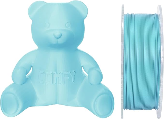 Certified Food Grade & ISO 10993 Biocompatible Skin Safe Matte Pastel PETG 3D Printer Filament - CARBON by Comfy Materials - Lab Tested FDA Compliant Food Safe, 1.75mm, 1kg, (Ice Blue)
