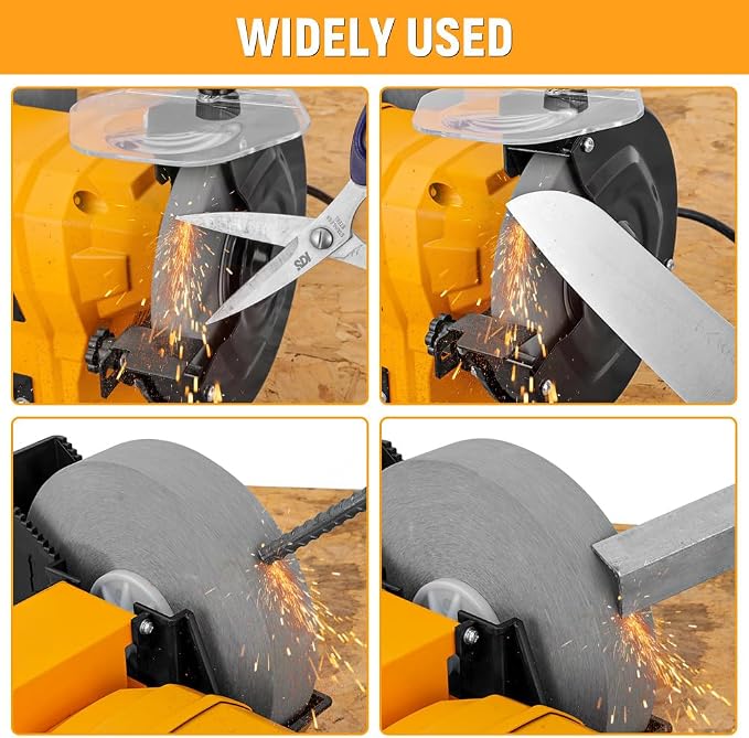 Hoteche 6-Inch/8-Inch Dual-Size Bench Grinder - 2.1-Amp Heavy Duty Dry/Wet Sharpening System for Metal, Wood, Tools, Knives, Chisels & DIY Projects