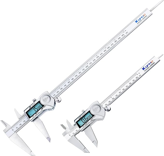 Kynup 0-12 Inch Digital Caliper, Caliper Measuring Tool with Stainless Steel, IP54 Waterproof Protection Design, Easy Switch from Inch Metric Fraction, Large LCD Screen (200mm/300mm)