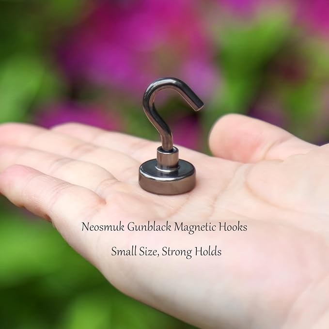 Neosmuk Magnetic Hooks, Cruise Ship Essentials, 30lb+ Heavy Duty Magnetic Hooks for Cruise Cabins, Refrigerator, Grill, Hanging, and Travel | Extra Strong Must-Haves Magnet Hook,Gunmetal