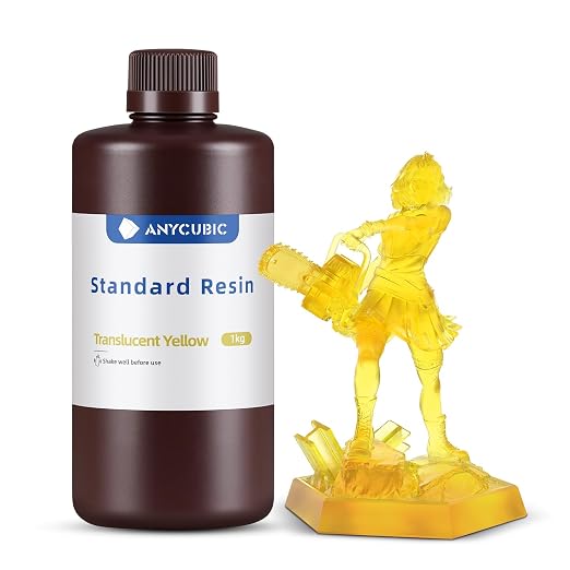 ANYCUBIC 3D Printer Resin, 405nm SLA UV-Curing Resin with High Precision and Quick Curing & Excellent Fluidity for LCD 3D Printing (Clear Yellow, 1kg)