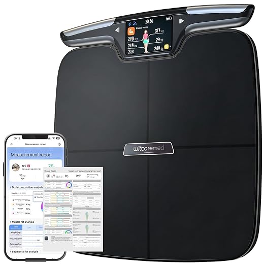 Smart Scale for Body Weight with BMI, Body Fat, Muscle Mass, 8 Electrode High Precision Bathroom Scale, Scale with App, 56 Body Composition Measurement