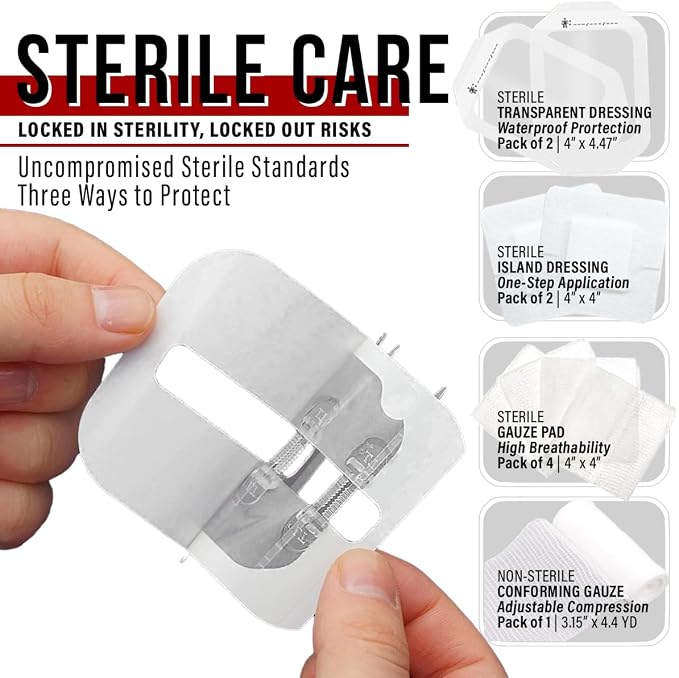 EVERLIT Wound Closure Kit | Surgical Zip-Stitch Devices for Cut & Laceration | Sterile, Suture-Free, Stitch-Less Adhesive Butterfly Bandages for Emergency First Aid Wound Care (6 Zip Complete Kit)