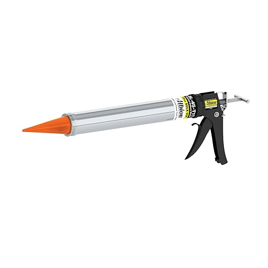 Albion Engineering Company DL-45-T17 Professional Line Special Deluxe Manual Bulk Caulking Gun with Metal Nozzle, Metal Adapter & 3 Orange Cone Nozzles, 20 oz