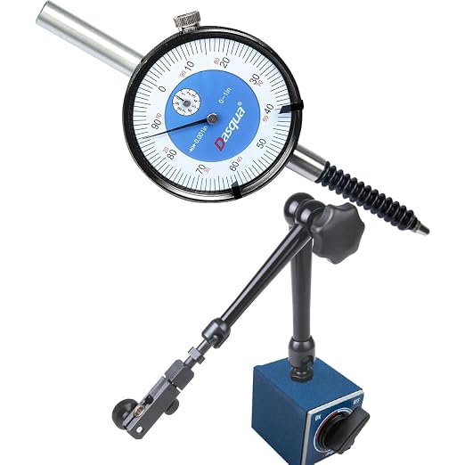 Dasqua 7611-0009 2 Piece Tool Kit with IP54 1-Inch Indicator and 176lb. Mag Base