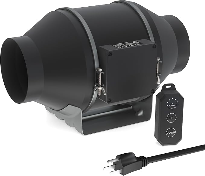 Toolazy 4 Inch Inline Duct Fan, 214 CFM Quiet EC Motor Ventilation Fan with 10-Speed PWM Controller, Ultra Low Noise 27dB Mixed-Flow Exhaust Fan for Grow Tent Hydroponics HVAC Cooling Bathroom