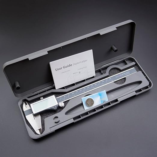 Clockwise Tools IP54 Grade Digital Caliper, DCLR-0805 0-8" /200mm, Inch/Metric/Fractions Conversion, Stainless Steel, Large LCD Screen
