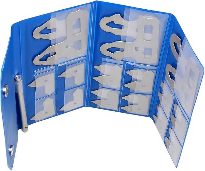 Accusize Industrial Tools 26 Pc Radius Gauge Set 0.010'' to 0.500'' Gauges with Holder, 3602-5025 | 26 Pc Set, 0.010" to 0.500" Range, Satin Chrome Finish, Rustproof Steel, with Holder