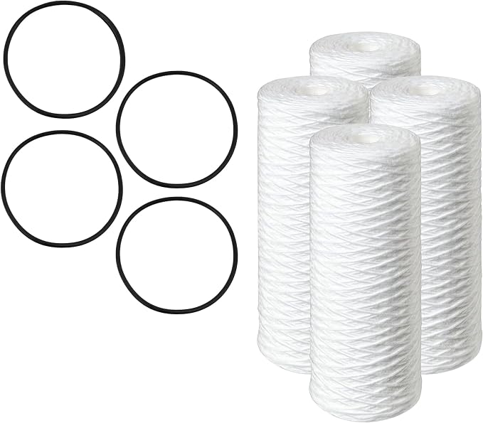 CFS – 4 Pack Sediment Water Filter Cartridges with 4 O-Rings Compatible with Pelican Water PC40 Models – Removes Bad Taste & Odor – Whole House Replacement Filter Cartridge – 5 Micron – 10" Cartridge